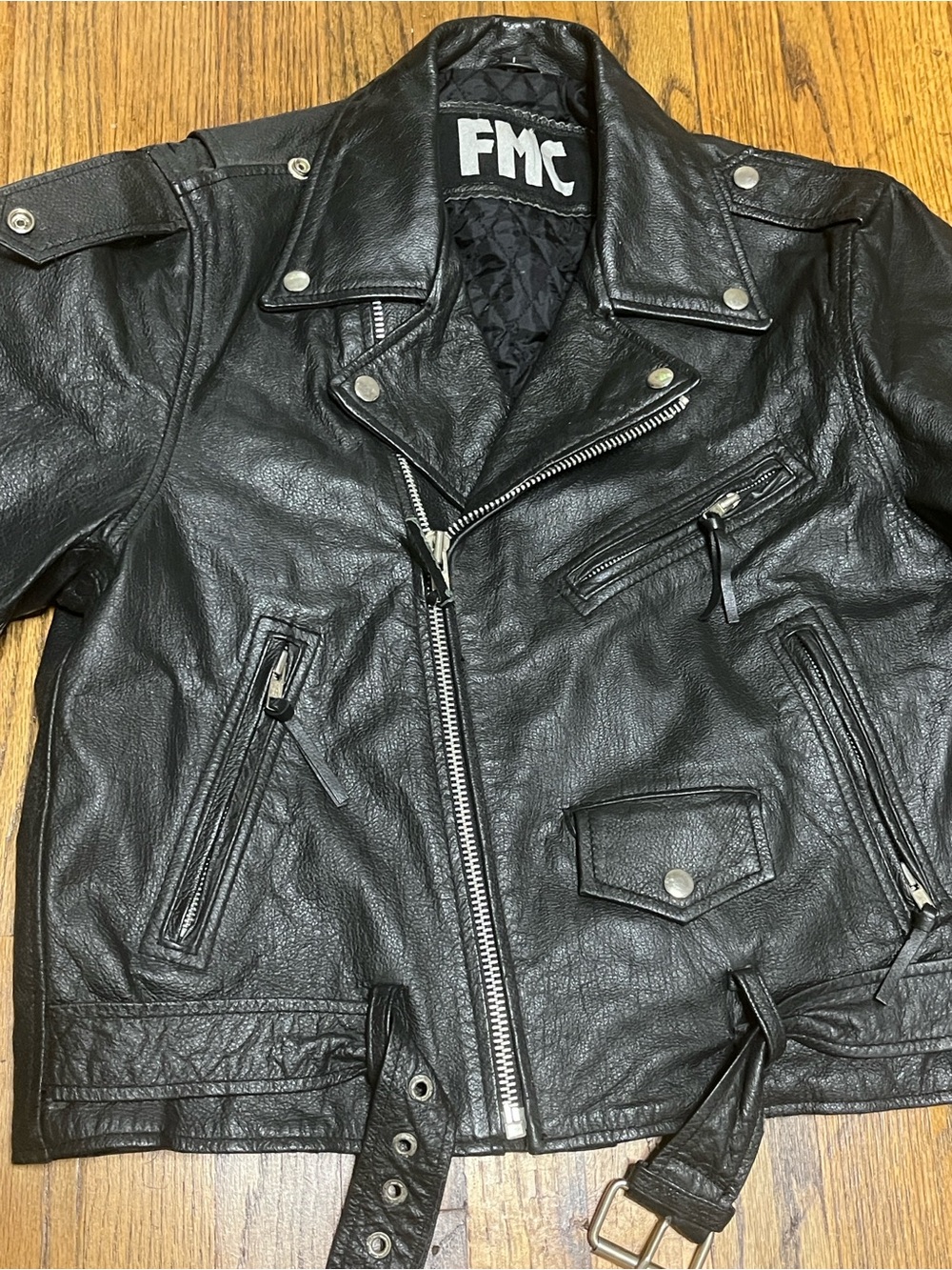 FMC Vintage Men's or Women’s Black Leather Biker Jacket